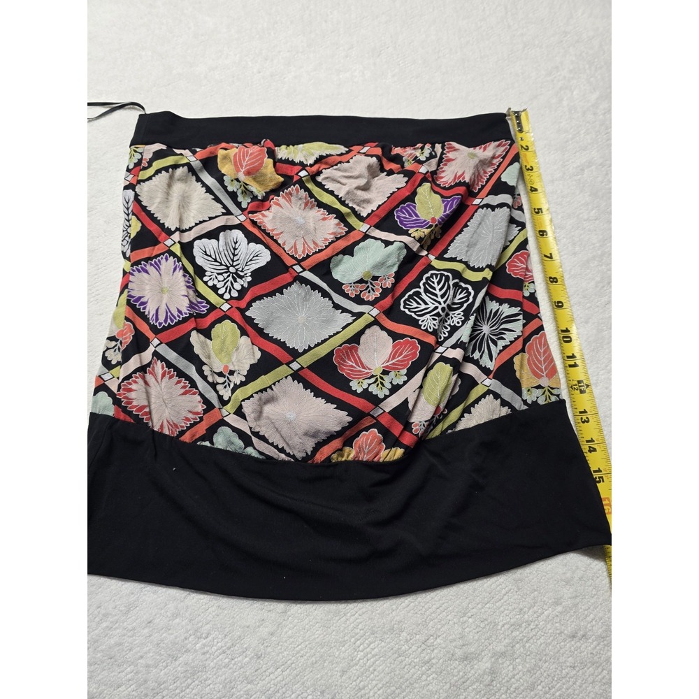 Trina Turk Japanese Kimono Floral Print Strapless Tube Top Black Size M